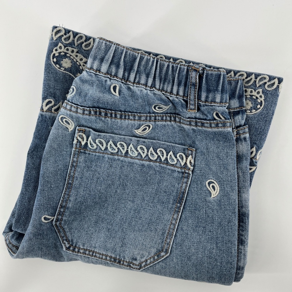 OH Jeans. Oli&Hali Wide Leg Jeans, Women, XL, Paisley Embroidered High Rise